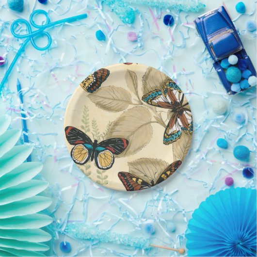 Schmetterlinge, die über Blätter gleiten Pappteller (Party)