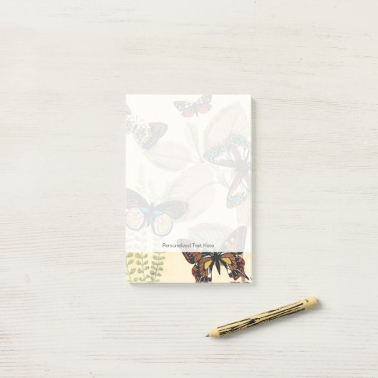 Schmetterlinge, die über Blätter gleiten Post-it Klebezettel (Auf Schreibtisch)