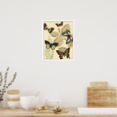 Schmetterlinge, die über Blätter gleiten Poster (Küche)
