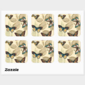 Schmetterlinge, die über Blätter gleiten Quadratischer Aufkleber (Blatt)