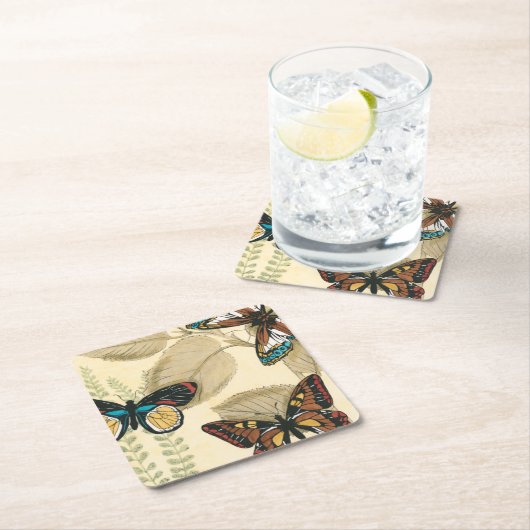 Schmetterlinge, die über Blätter gleiten Rechteckiger Pappuntersetzer (Vor Ort)