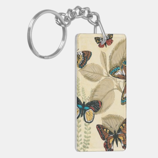 Schmetterlinge, die über Blätter gleiten Schlüsselanhänger (Vorderseite links)