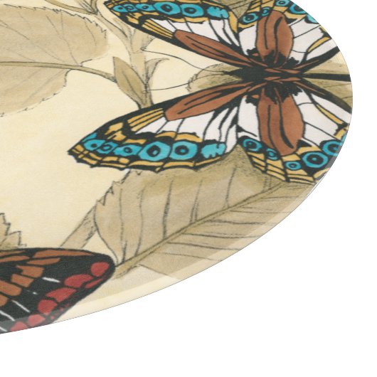 Schmetterlinge, die über Blätter gleiten Schneidebrett (Ecke)