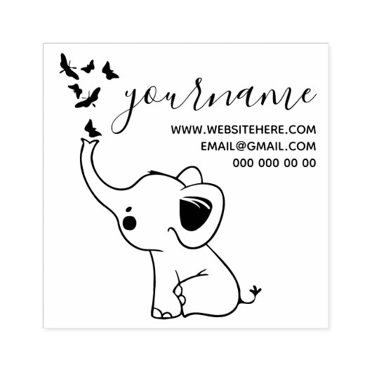 Schmetterlinge, die von der Nase eines Elefanten f Gummistempel (Prägung)