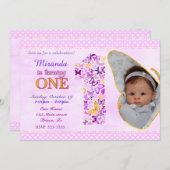 Schmetterlinge Einladung zum ersten Geburtstag (Vorne/Hinten)