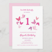 Schmetterlinge Einladung zum ersten Geburtstag (Vorne/Hinten)