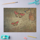 Schmetterlinge erstarrt auf altes Skript Seidenpapier (Basteln)