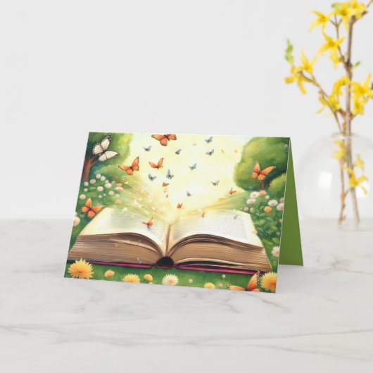 Schmetterlinge explodieren aus dem offenen Buch Karte (Gelbe Blume)