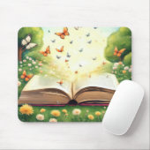 Schmetterlinge explodieren aus dem offenen Buch Mousepad (Mit Mouse)