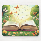 Schmetterlinge explodieren aus dem offenen Buch Mousepad (Vorne)
