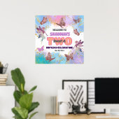 Schmetterlinge Fee Glitter 2. Geburtstagsbegrüßung Poster (Heimbüro)