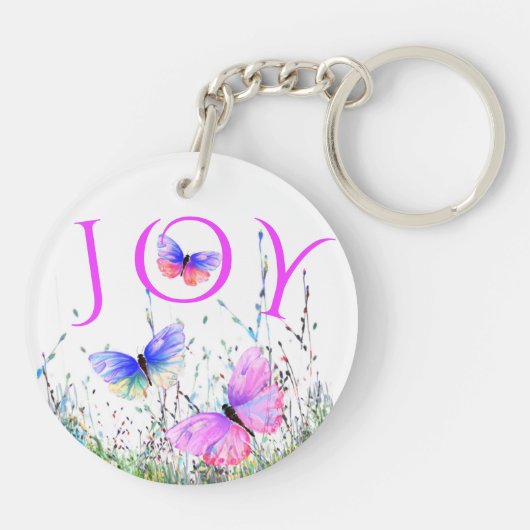 Schmetterlinge fliegen in Natur Schlüsselanhänger (Rückseite)