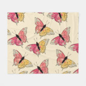 Schmetterlinge fliegen: nahtloses Elfenbeinmuster Fleecedecke (Vorderseite (Horizontal))