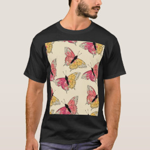 Schmetterlinge fliegen: nahtloses Elfenbeinmuster T-Shirt