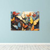 Schmetterlinge fliegen unter lebendigen Naturgemäl Leinwanddruck (Insitu (Holzboden))