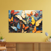 Schmetterlinge fliegen unter lebendigen Naturgemäl Leinwanddruck (Insitu (Wohnzimmer))