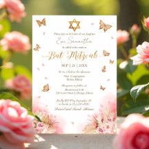 Schmetterlinge Floral Gold Foil Bat Mitzvah
