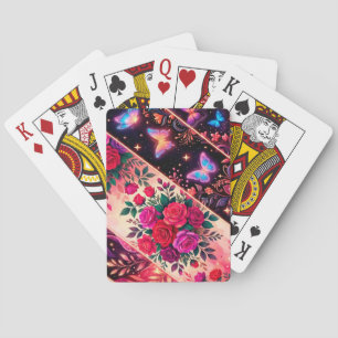 Schmetterlinge, florale Träume und goldene Eleganz Spielkarten