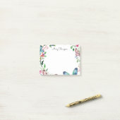 Schmetterlinge Florales Monogramm Name Post-it Klebezettel (Auf Schreibtisch)