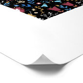 Schmetterlinge Folk Art Floral Muster Poster (Ecke)