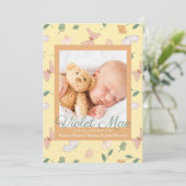 Schmetterlinge Foto Birth Ankündigung (Stehend Vorderseite)