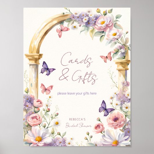 Schmetterlinge Frühjahr Sommer Brautparty Tafelsch Poster (Vorne)