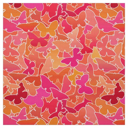 Schmetterlinge, Fuchsia Pink & Coral Orange Stoff (Muster)