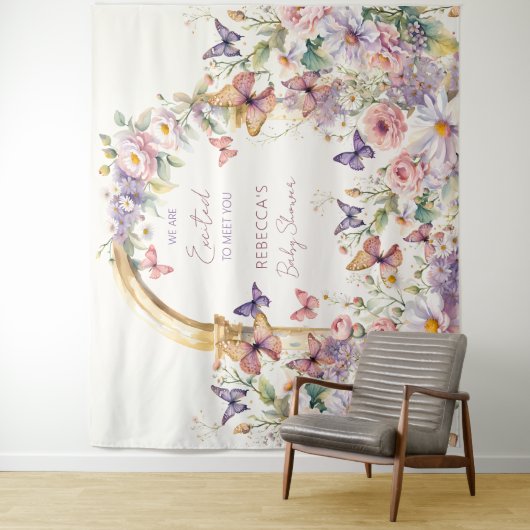 Schmetterlinge Garten Babydusche Foto Hintergrund Wandteppich (Beispiel)