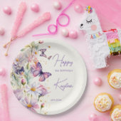 Schmetterlinge Geburtstagslavene lila gedruckt Pappteller (Party)