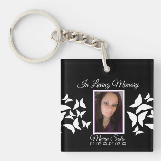 Schmetterlinge Gedenkfeier Bestattung Pink Blau Schlüsselanhänger (Vorderseite)