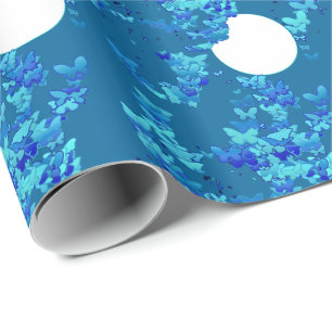 Schmetterlinge gegen blauen Nachthimmel, Mondlands Geschenkpapier