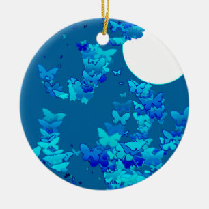 Schmetterlinge gegen blauen Nachthimmel, Mondlands Keramik Ornament