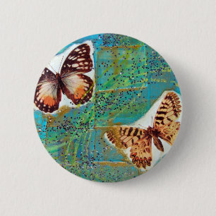 Schmetterlinge gemischte Medienkollage Button