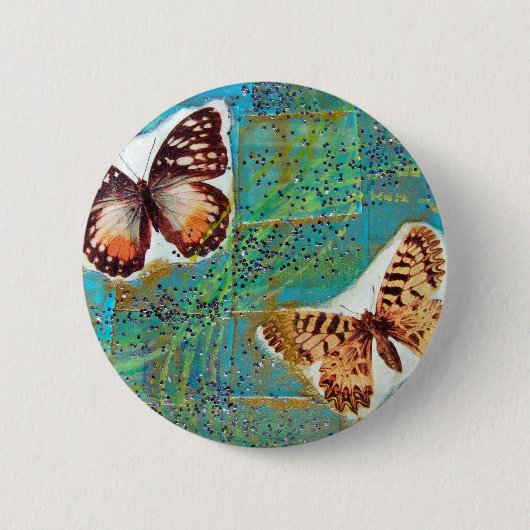 Schmetterlinge gemischte Medienkollage Button (Vorderseite)