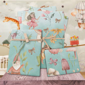 Schmetterlinge Gnome & Flügelgarten Grün Geschenkpapier Set