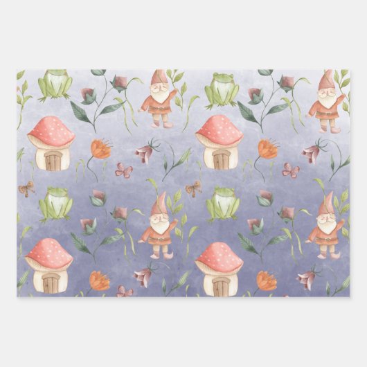 Schmetterlinge Gnome & Flügelgarten Lila Geschenkpapier Set (Vorderseite 2)