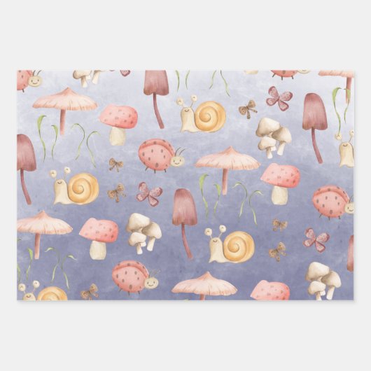 Schmetterlinge Gnome & Flügelgarten Lila Geschenkpapier Set (Vorderseite 3)