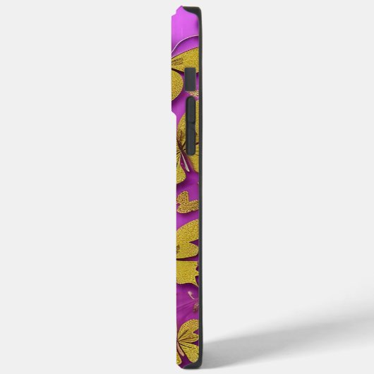 Schmetterlinge Gold Glitzer Rosa Hintergrund Case-Mate iPhone Hülle (Rückseite / Links)