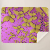 Schmetterlinge Gold Glitzer Rosa Hintergrund Sherpadecke (Vorderseite (Horizontal))