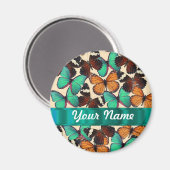 Schmetterlinge, grün und orange magnet (Vorderseite/Rückseite)