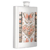 Schmetterlinge, Herzen und Blume Flachmann (Rechts)