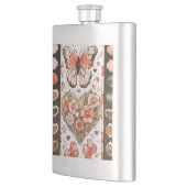 Schmetterlinge, Herzen und Blume Flachmann (Links)