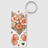 Schmetterlinge, Herzen und Blume Individuelle Name Schlüsselanhänger (Rückseite)