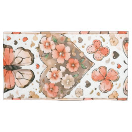 Schmetterlinge, Herzen und Blume Kissenbezug