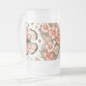 Schmetterlinge, Herzen und Blume Mattglas Bierglas (Vorderseite Links)