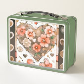 Schmetterlinge, Herzen und Blume Metall Brotdose (Rückseite)