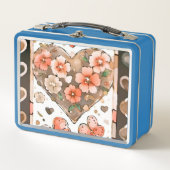 Schmetterlinge, Herzen und Blume Metall Brotdose (Vorderseite)