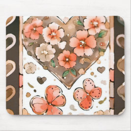 Schmetterlinge, Herzen und Blume Mousepad