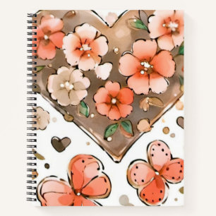 Schmetterlinge, Herzen und Blume Notizblock