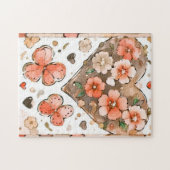 Schmetterlinge, Herzen und Blume Puzzle (Horizontal)